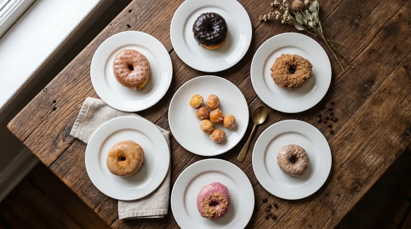Chocolate and pink frosted donuts